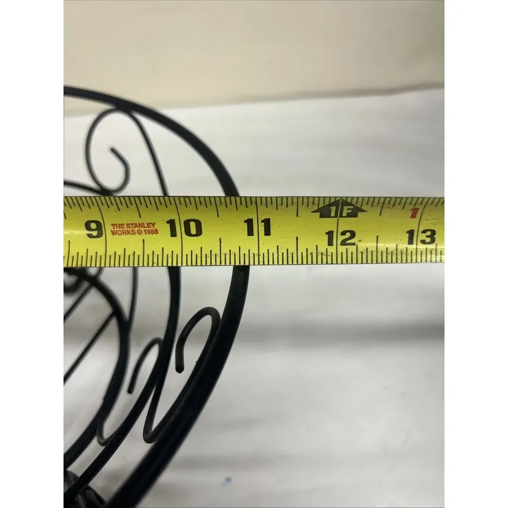 Wrought Iron Scroll Design Fruit Bowl Basket Black